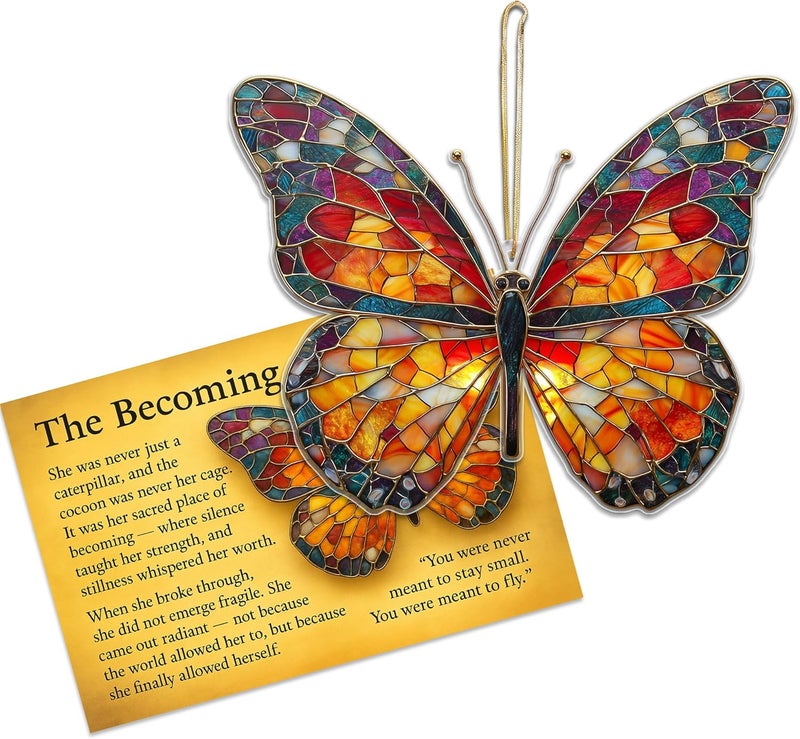HONOCOOLS Store Monarch Butterfly Suncatcher Ornament with Story Card, Acrylic Hanging Monarch Butterfly Decoration for Christmas Tree, Butterflys Gifts for Women, Gift Exchange Present (Sun-75) - Image 1